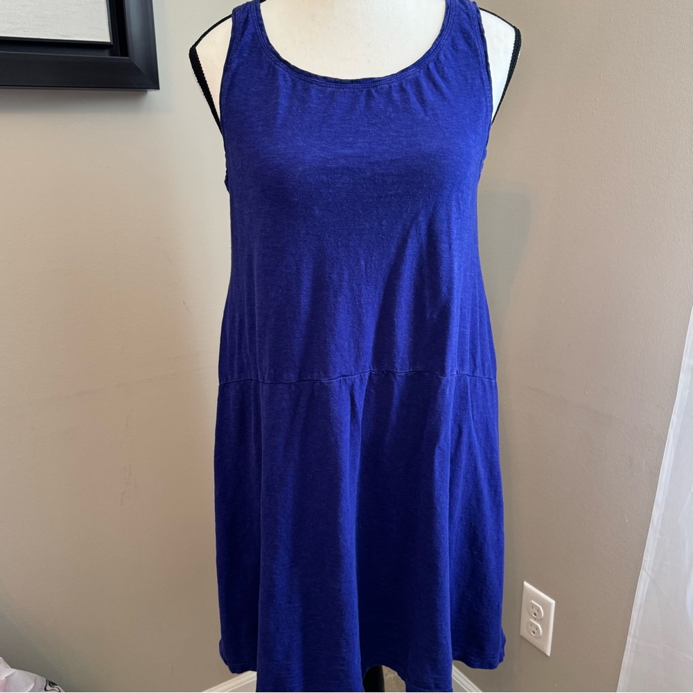 Eileen Fisher Petite Medium Hemp Organic Cotton Sleeveless Blue Dress